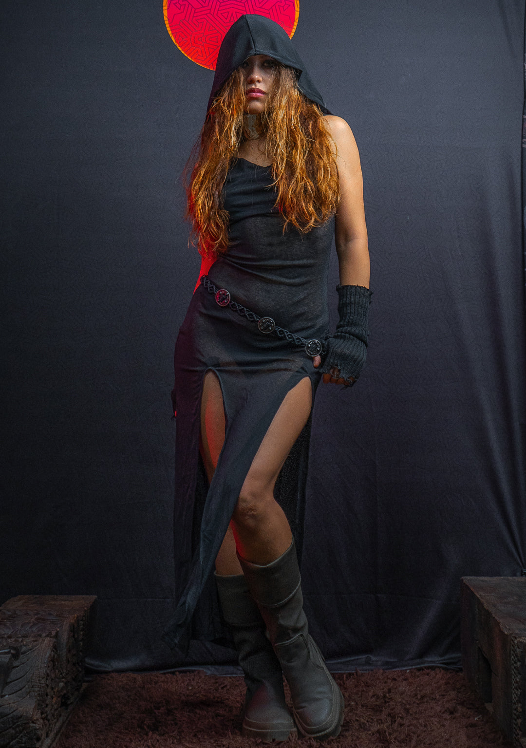 Long Dress /Knits - Hooded Slant Black ASSASSINS